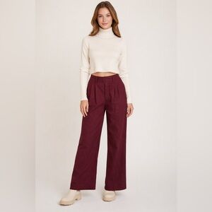 A New Day Maroon High-Rise Pleated Wide-Leg Trousers – Size 4